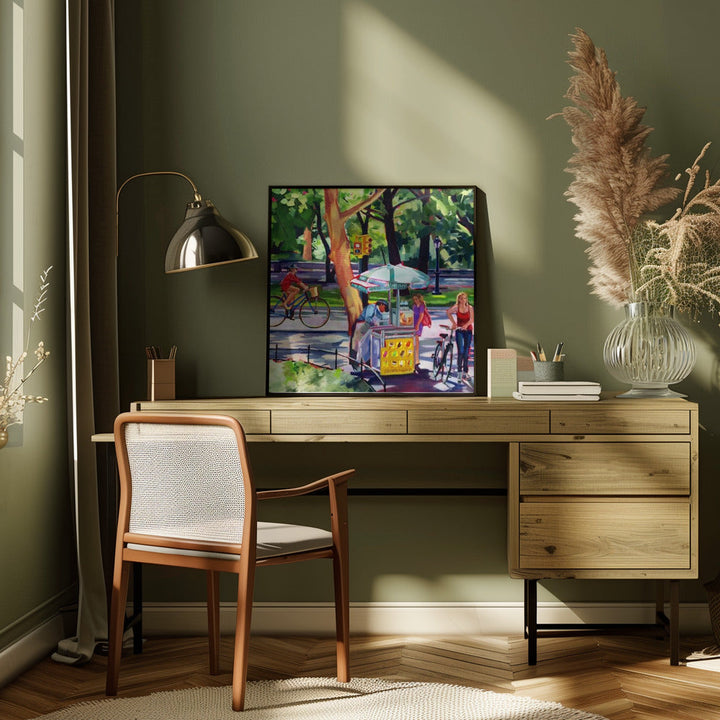 Sunday In Central Park - Square Stretched Canvas, Poster or Fine Art Print I Heart Wall Art