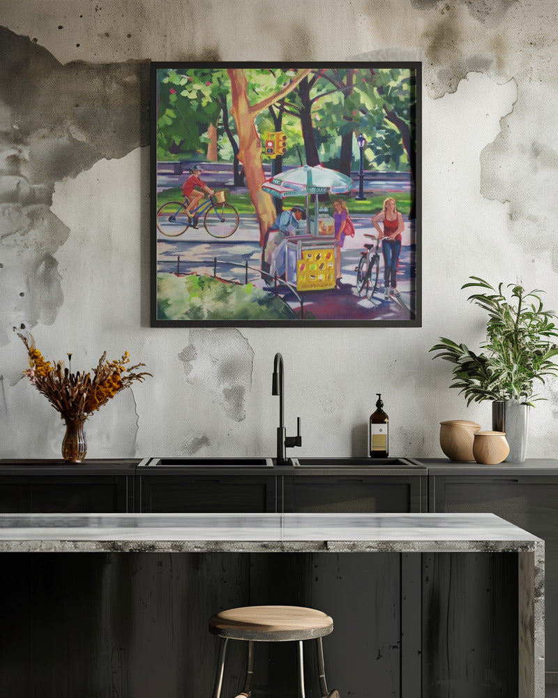 Sunday In Central Park - Square Stretched Canvas, Poster or Fine Art Print I Heart Wall Art