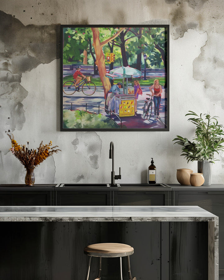 Sunday In Central Park - Square Stretched Canvas, Poster or Fine Art Print I Heart Wall Art