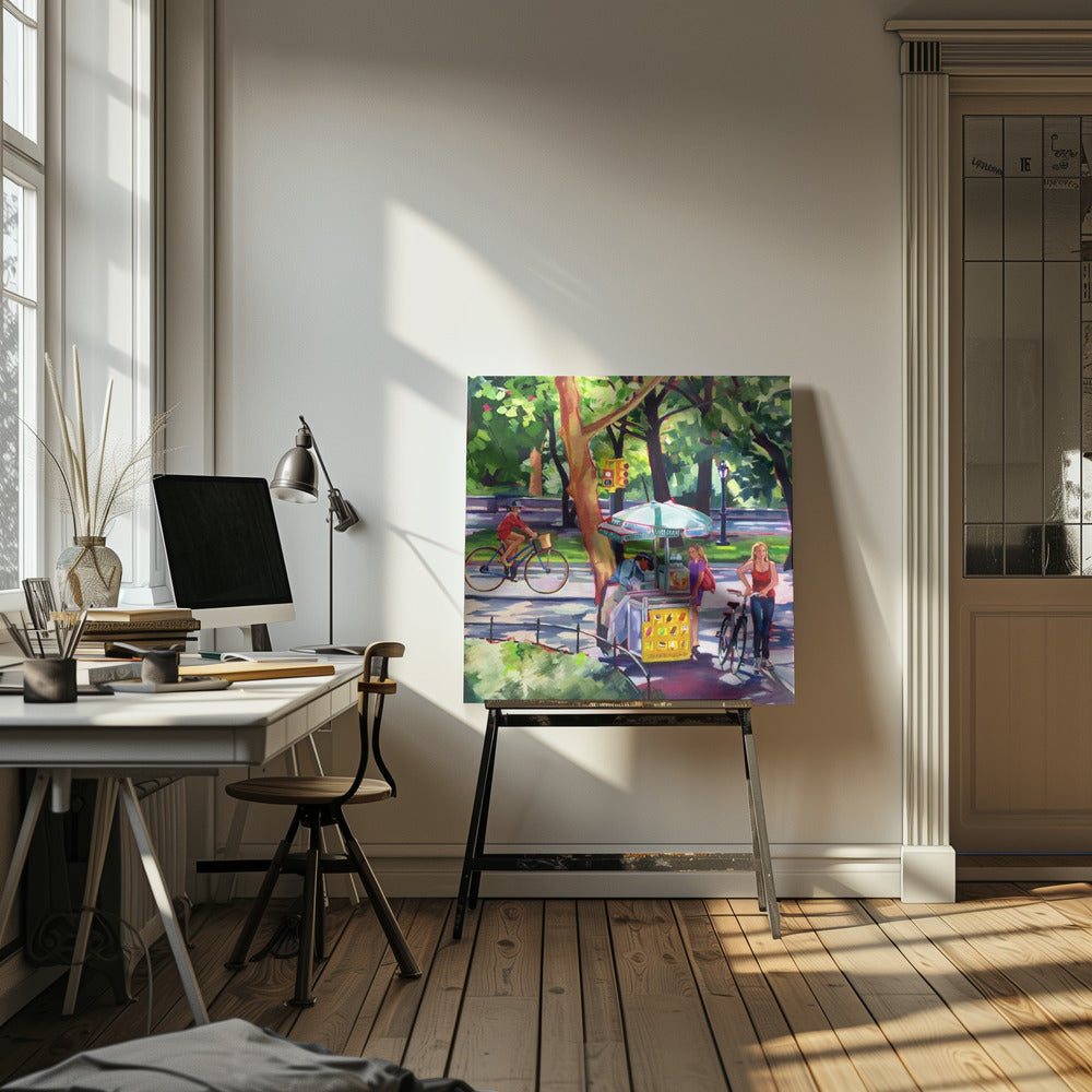 Sunday In Central Park - Square Stretched Canvas, Poster or Fine Art Print I Heart Wall Art