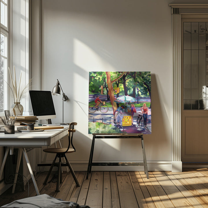 Sunday In Central Park - Square Stretched Canvas, Poster or Fine Art Print I Heart Wall Art