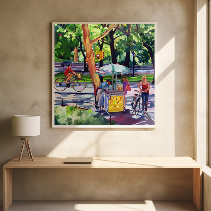 Sunday In Central Park - Square Stretched Canvas, Poster or Fine Art Print I Heart Wall Art