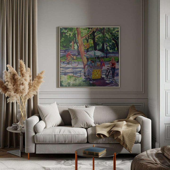 Sunday In Central Park - Square Stretched Canvas, Poster or Fine Art Print I Heart Wall Art