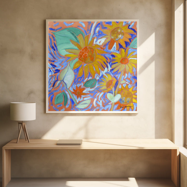 Sunflowersagei - Square Stretched Canvas, Poster or Fine Art Print I Heart Wall Art