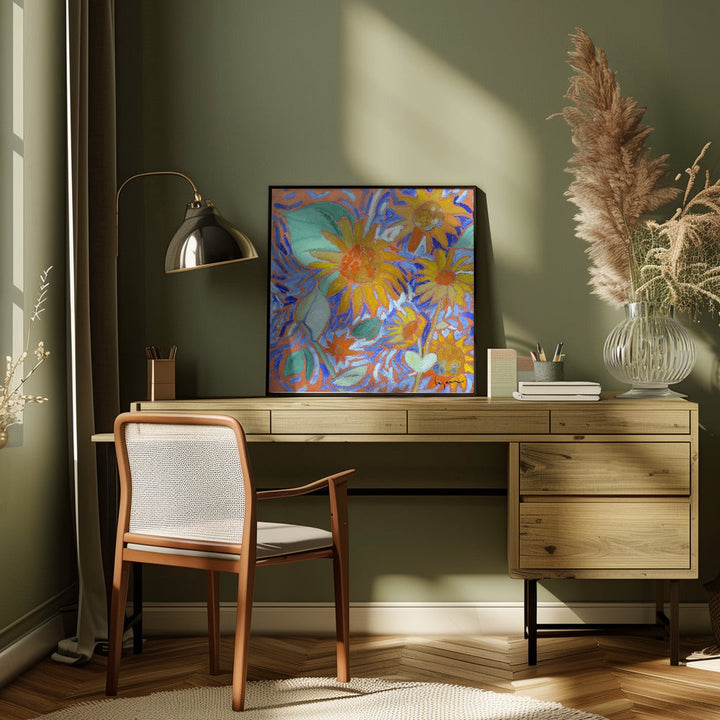 Sunflowersagei - Square Stretched Canvas, Poster or Fine Art Print I Heart Wall Art
