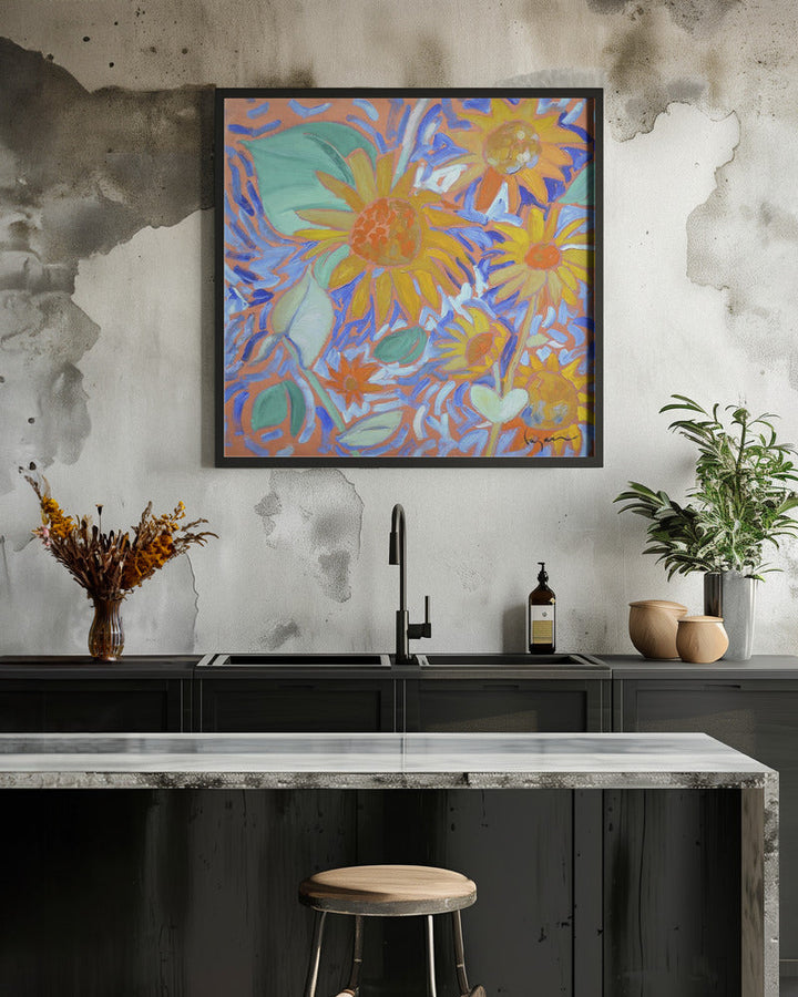 Sunflowersagei - Square Stretched Canvas, Poster or Fine Art Print I Heart Wall Art