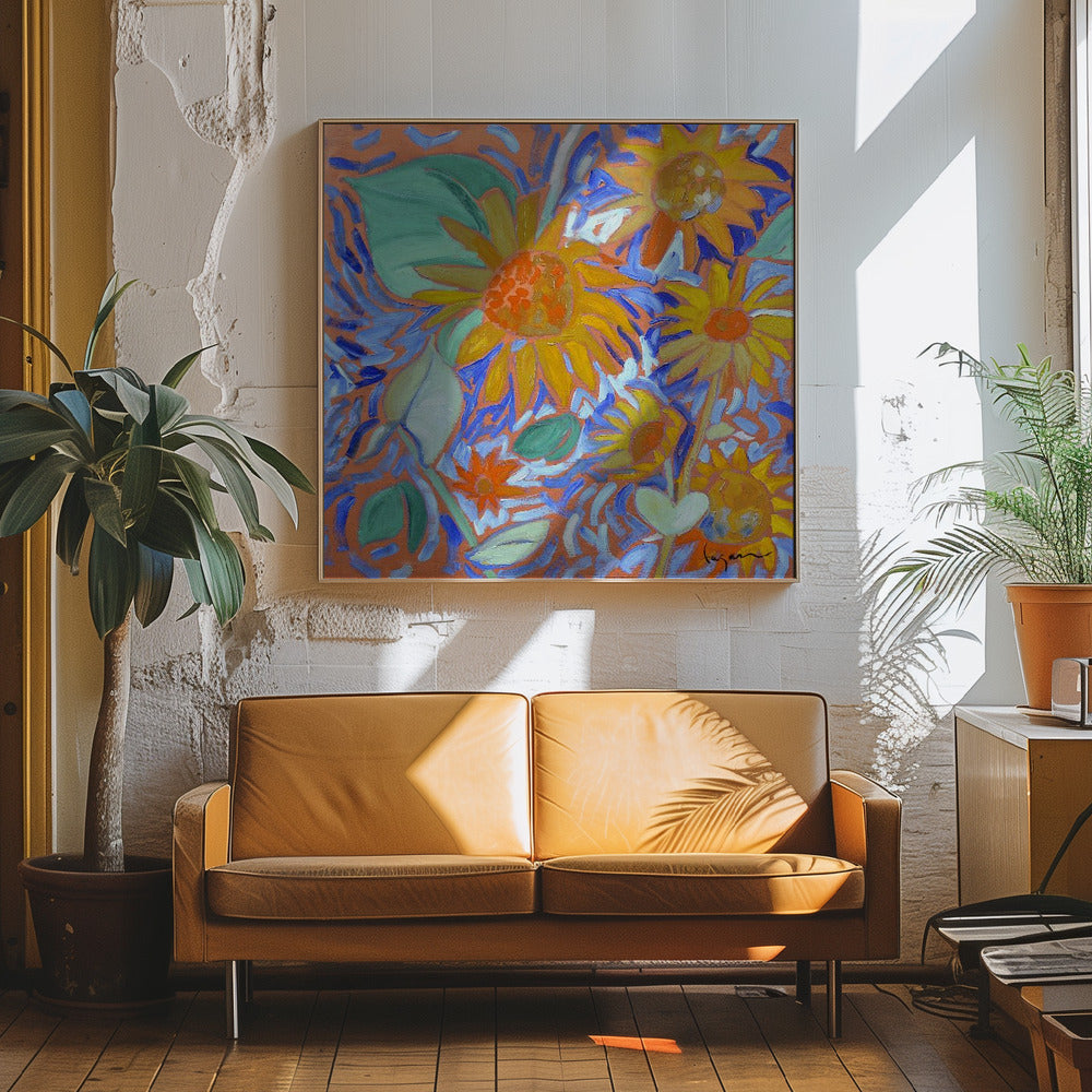 Sunflowersagei - Square Stretched Canvas, Poster or Fine Art Print I Heart Wall Art
