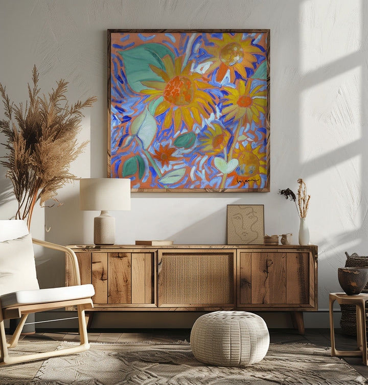 Sunflowersagei - Square Stretched Canvas, Poster or Fine Art Print I Heart Wall Art