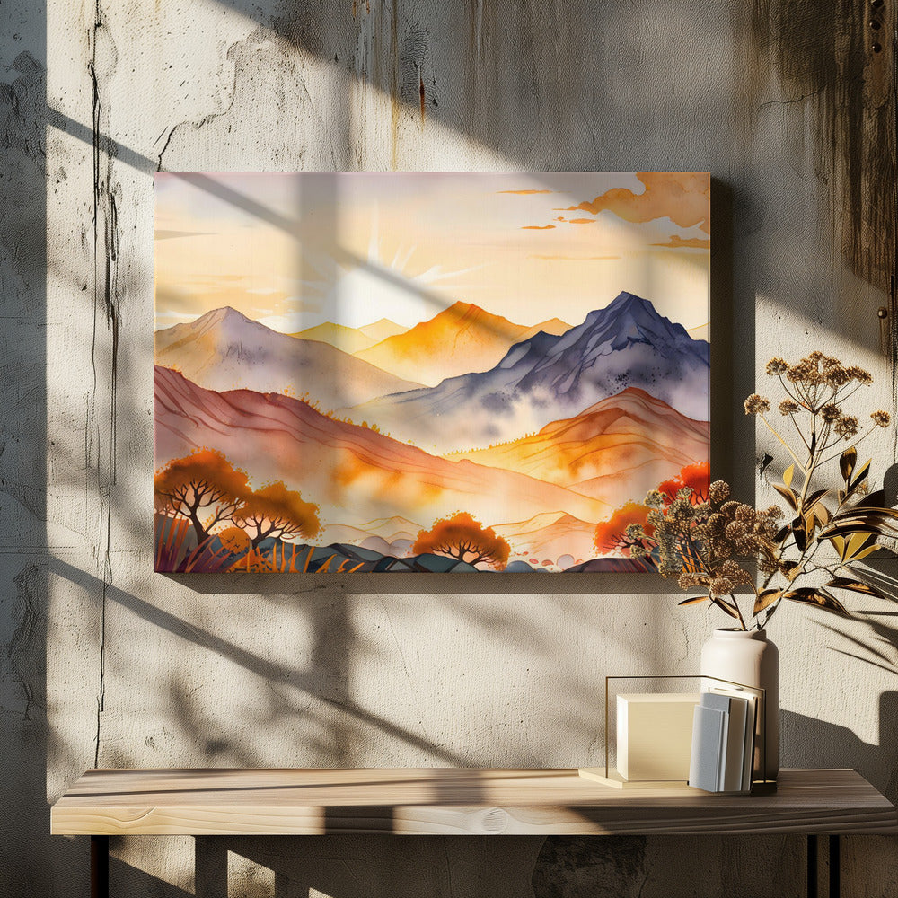 Sunlit Trees and Shadowed Valleys - Stretched Canvas, Poster or Fine Art Print I Heart Wall Art