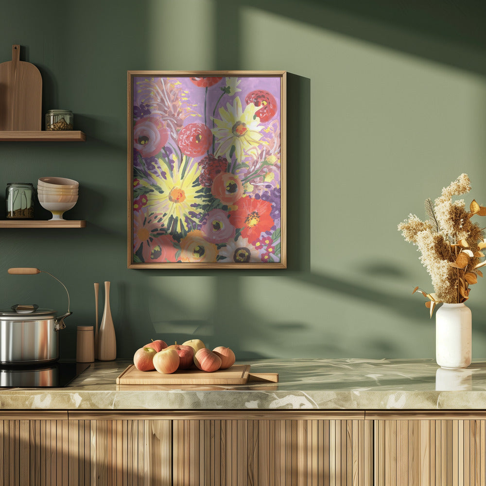 Sunny asters and anemones - Stretched Canvas, Poster or Fine Art Print I Heart Wall Art
