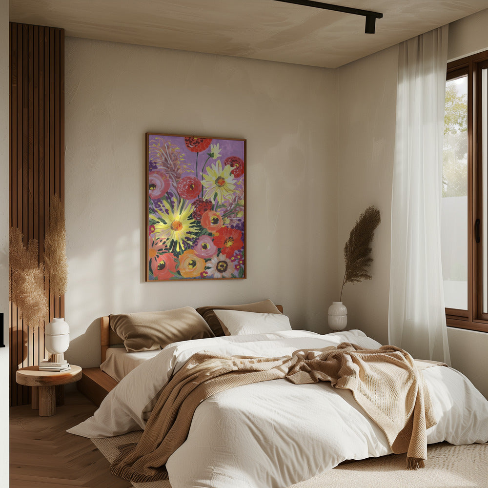 Sunny asters and anemones - Stretched Canvas, Poster or Fine Art Print I Heart Wall Art