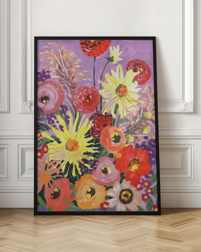 Sunny asters and anemones - Stretched Canvas, Poster or Fine Art Print I Heart Wall Art