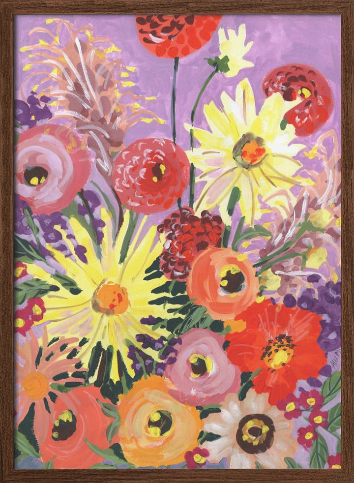 Sunny asters and anemones - Stretched Canvas, Poster or Fine Art Print I Heart Wall Art