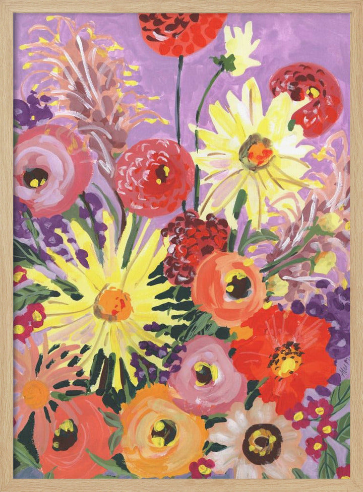 Sunny asters and anemones - Stretched Canvas, Poster or Fine Art Print I Heart Wall Art