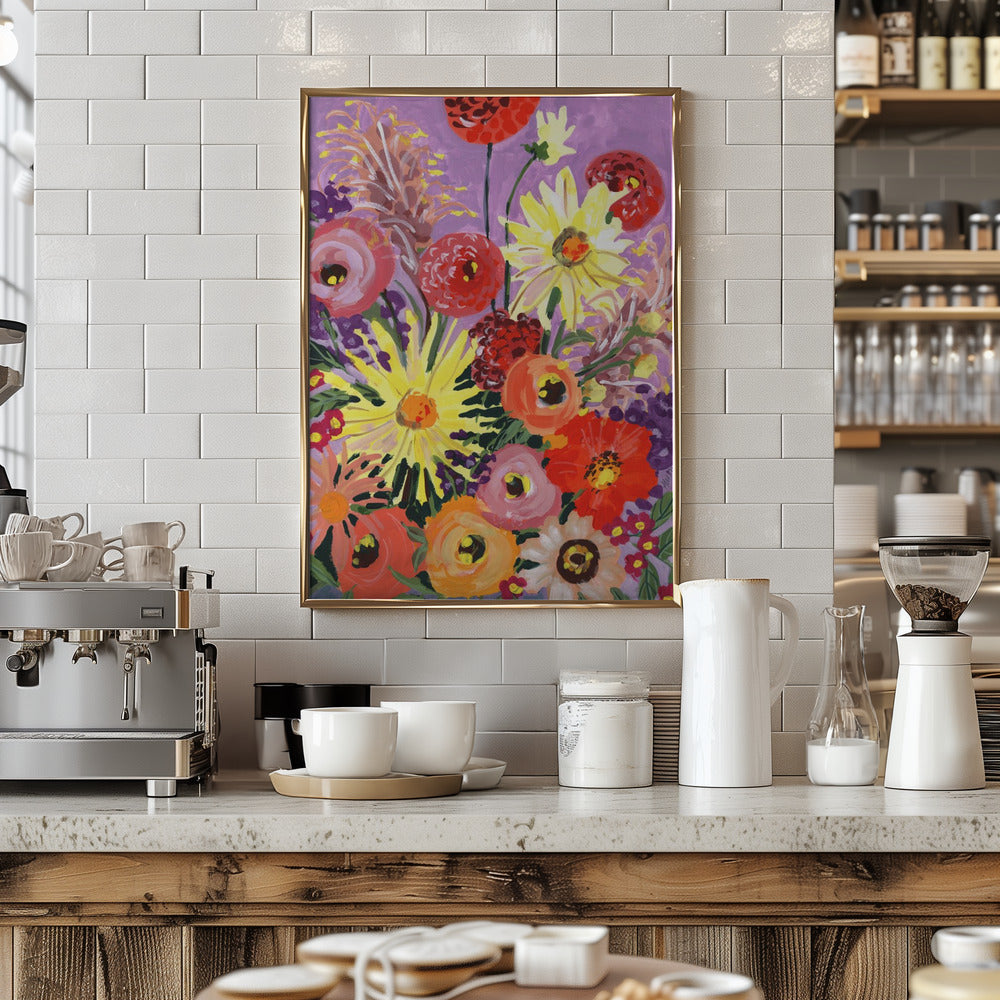 Sunny asters and anemones - Stretched Canvas, Poster or Fine Art Print I Heart Wall Art