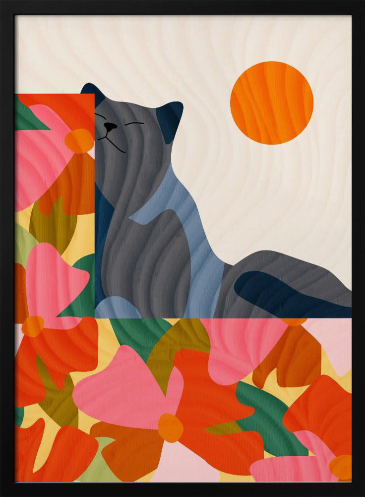Sunny Garden Cat - Stretched Canvas, Poster or Fine Art Print I Heart Wall Art