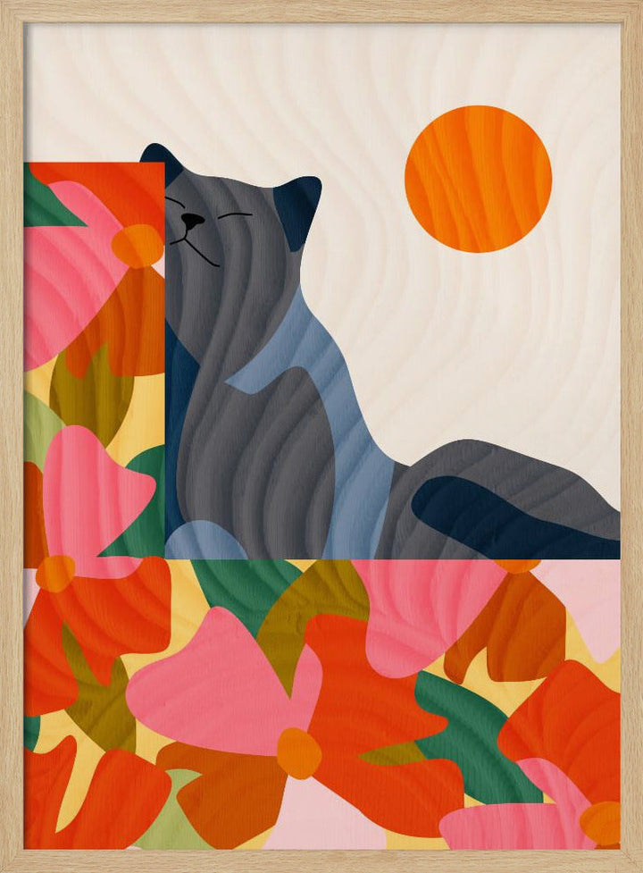Sunny Garden Cat - Stretched Canvas, Poster or Fine Art Print I Heart Wall Art