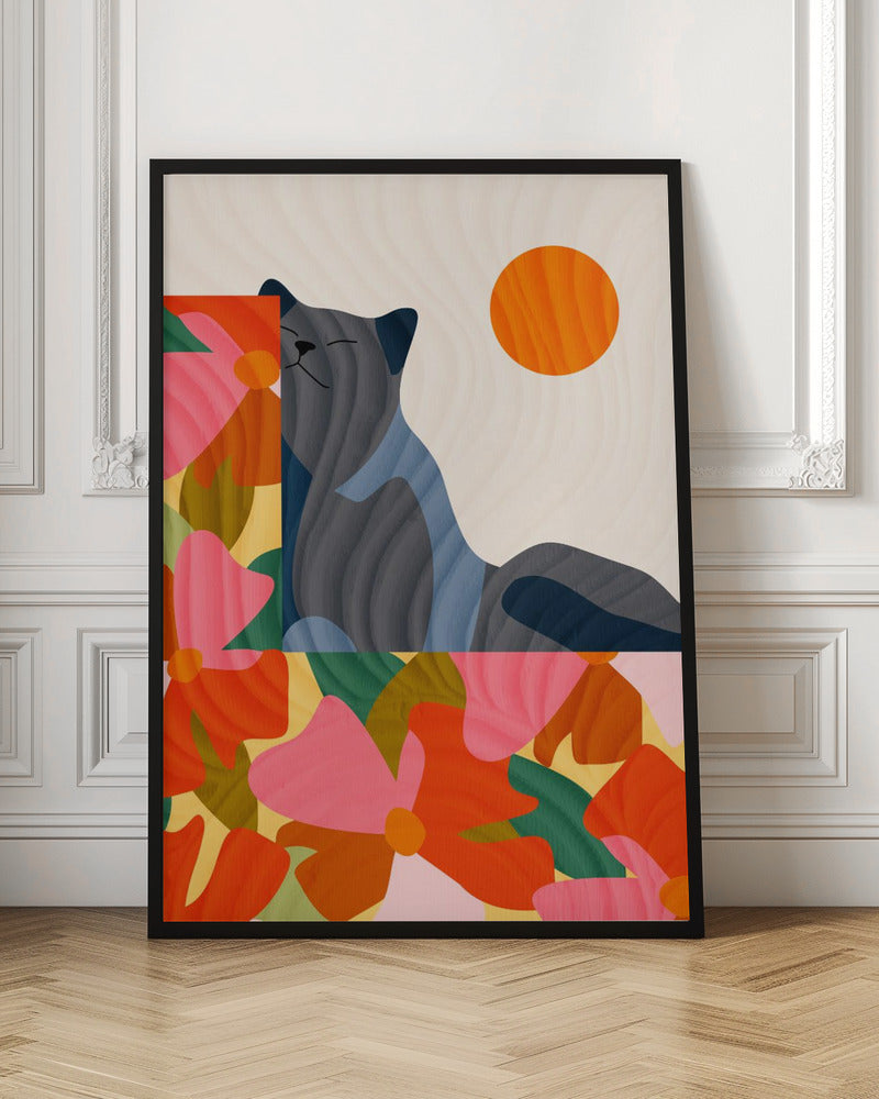 Sunny Garden Cat - Stretched Canvas, Poster or Fine Art Print I Heart Wall Art