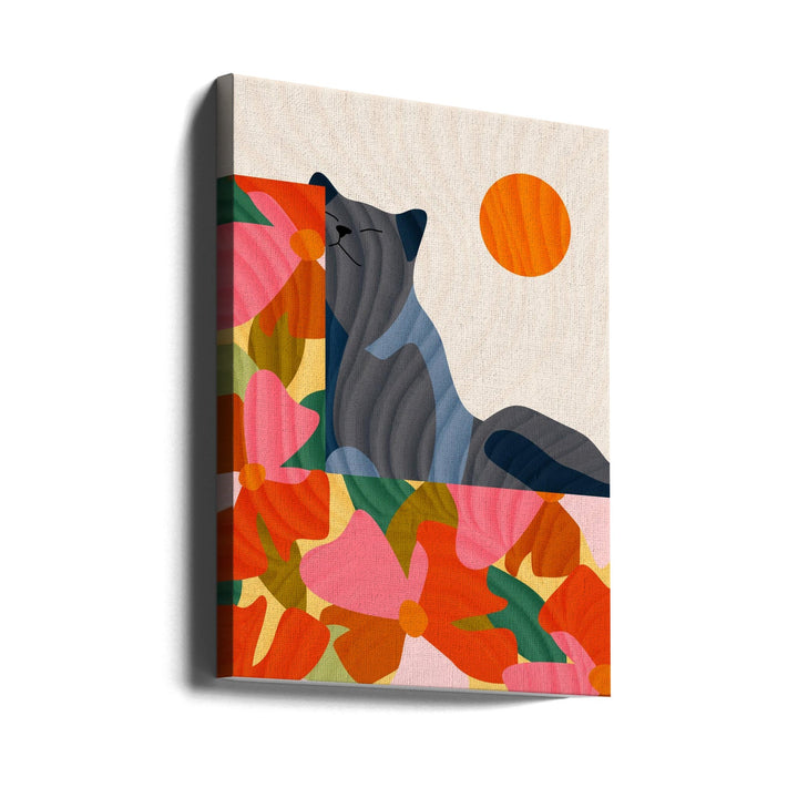 Sunny Garden Cat - Stretched Canvas, Poster or Fine Art Print I Heart Wall Art