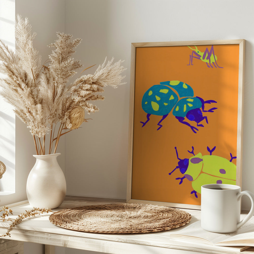Sunny Ladybugs - Stretched Canvas, Poster or Fine Art Print I Heart Wall Art