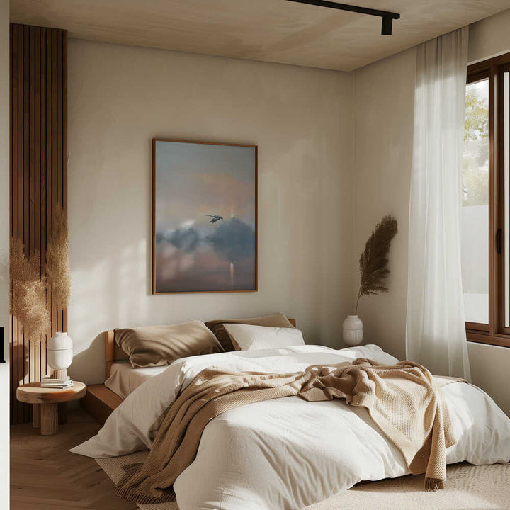 Sunrise Heron Flight - Stretched Canvas Poster or Fine Art Print
