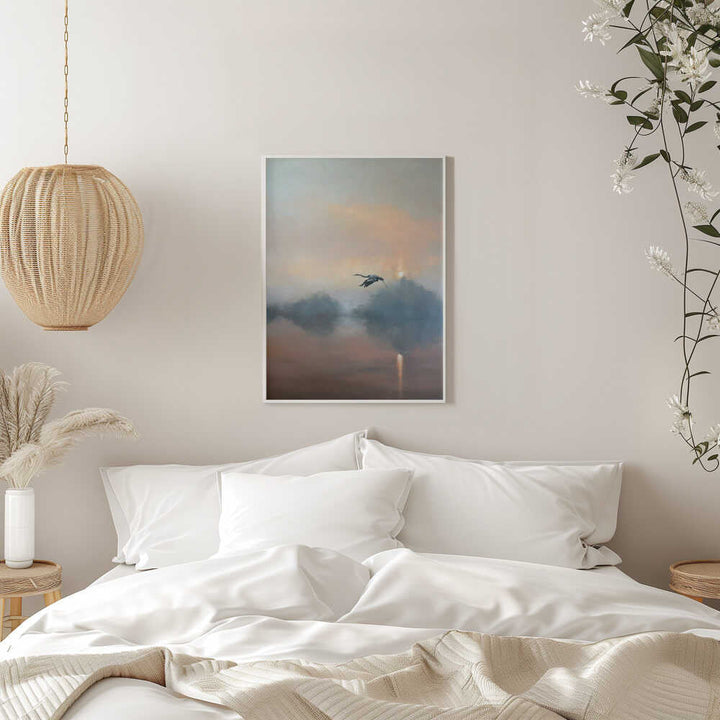 Sunrise Heron Flight - Stretched Canvas Poster or Fine Art Print