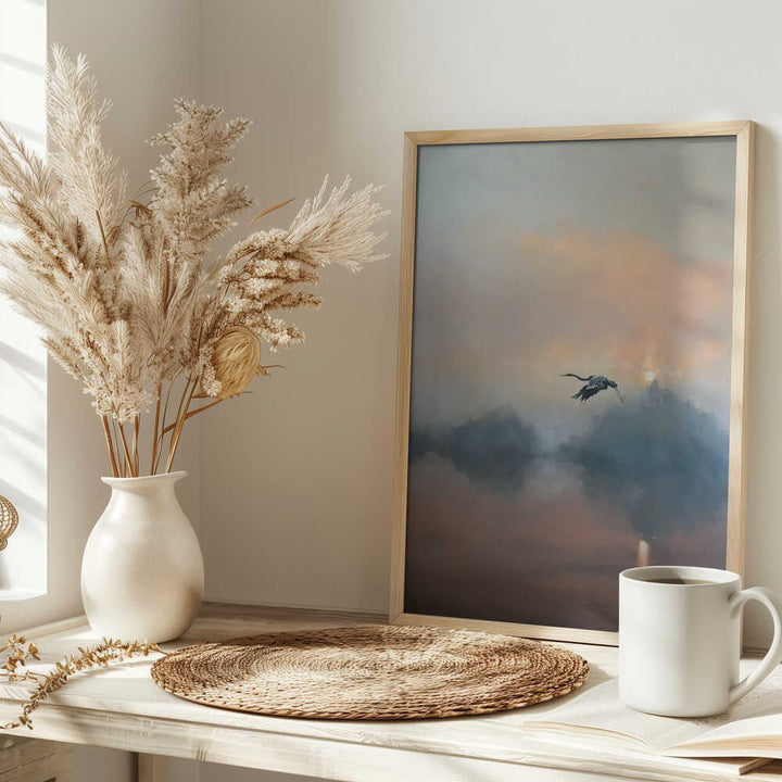Sunrise Heron Flight - Stretched Canvas Poster or Fine Art Print
