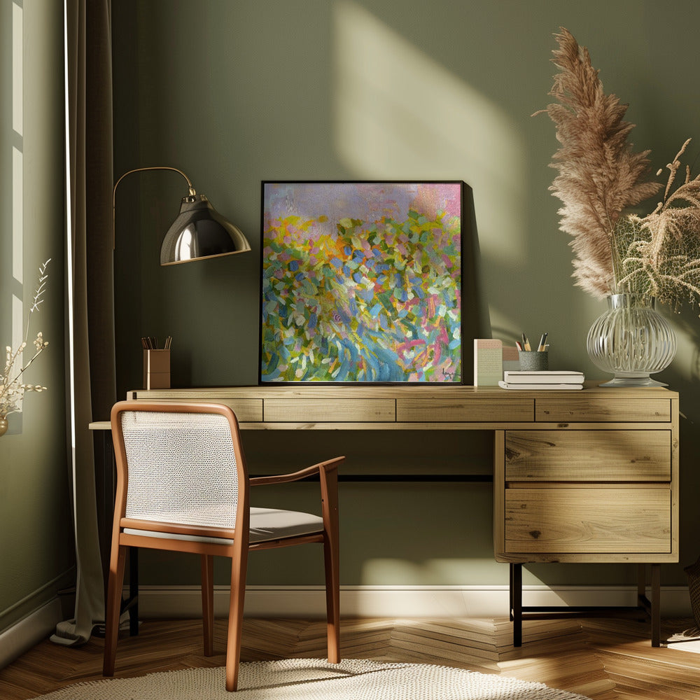 Df009sunrise On a Misty Morning I - Square Stretched Canvas, Poster or Fine Art Print I Heart Wall Art