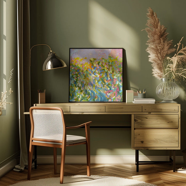 Df009sunrise On a Misty Morning I - Square Stretched Canvas, Poster or Fine Art Print I Heart Wall Art