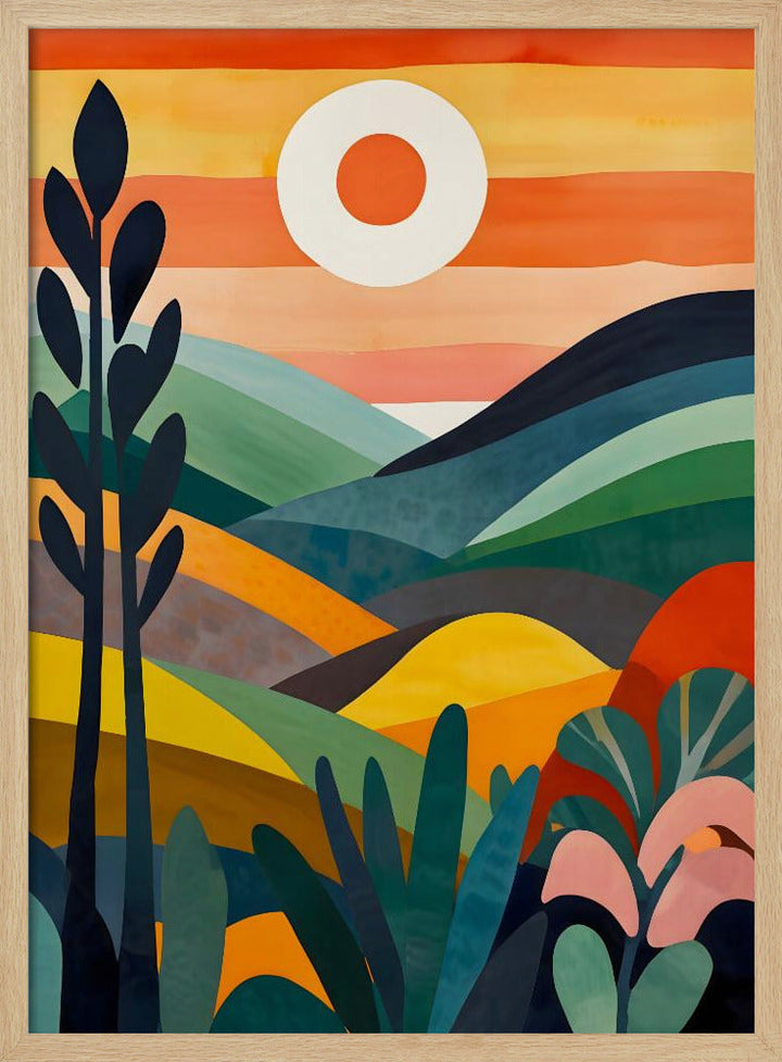 Sunrise Over Rolling Hills - Stretched Canvas, Poster or Fine Art Print I Heart Wall Art