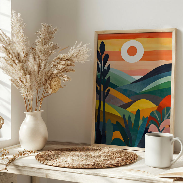 Sunrise Over Rolling Hills - Stretched Canvas, Poster or Fine Art Print I Heart Wall Art