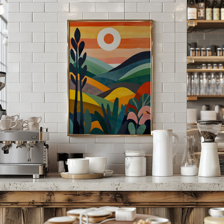 Sunrise Over Rolling Hills - Stretched Canvas, Poster or Fine Art Print I Heart Wall Art