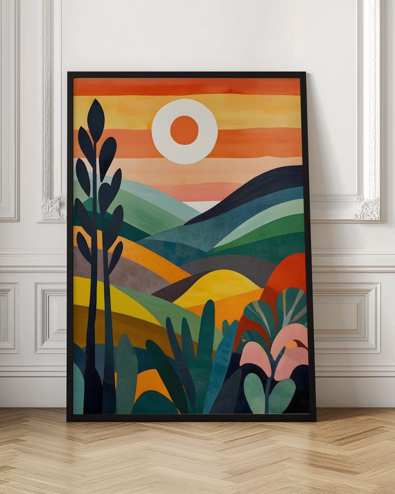Sunrise Over Rolling Hills - Stretched Canvas, Poster or Fine Art Print I Heart Wall Art