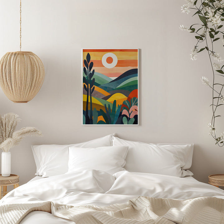 Sunrise Over Rolling Hills - Stretched Canvas, Poster or Fine Art Print I Heart Wall Art
