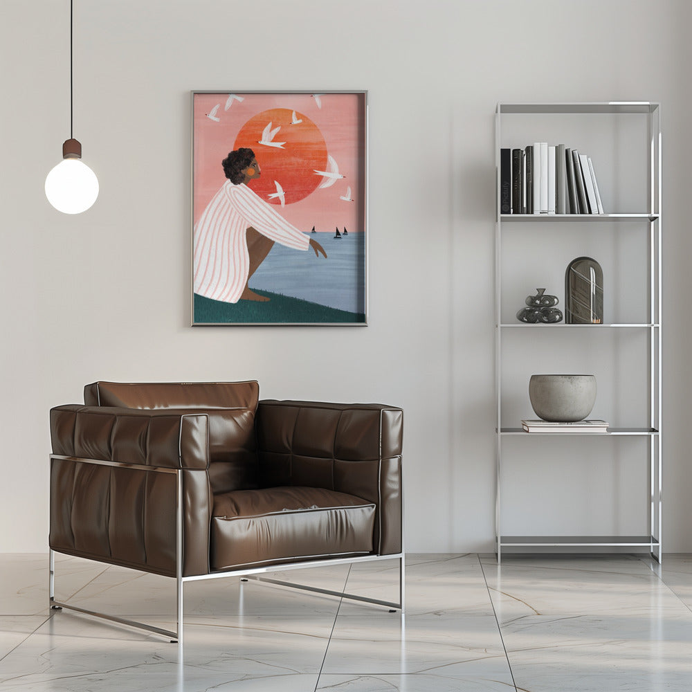 Sunset On My Own - Stretched Canvas, Poster or Fine Art Print I Heart Wall Art