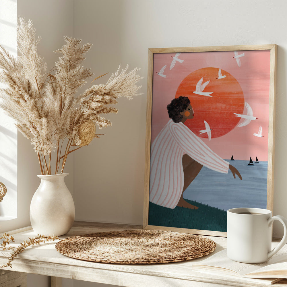 Sunset On My Own - Stretched Canvas, Poster or Fine Art Print I Heart Wall Art