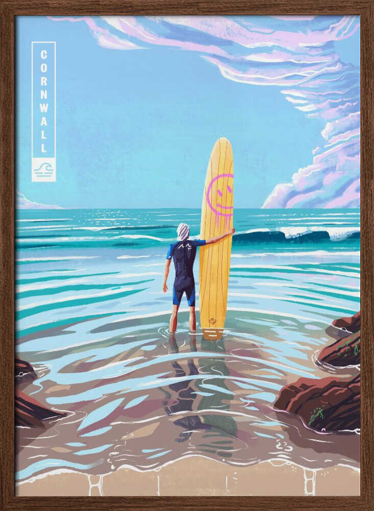 Surf Cornwall - Stretched Canvas, Poster or Fine Art Print - I Heart Wall Art - Poster Print, Canvas Print or Framed Art Print