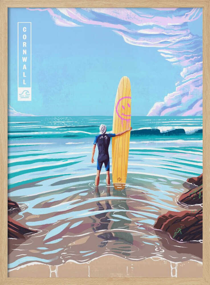 Surf Cornwall - Stretched Canvas, Poster or Fine Art Print - I Heart Wall Art - Poster Print, Canvas Print or Framed Art Print