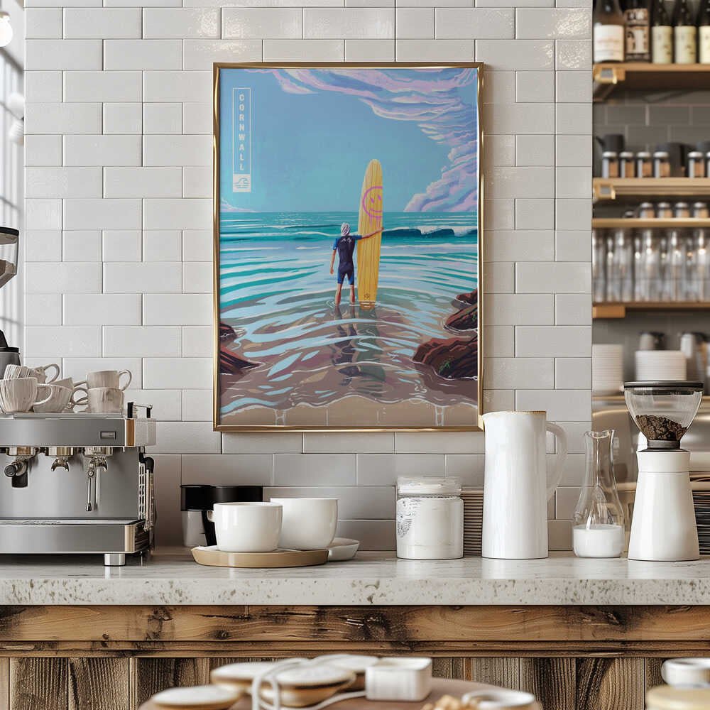 Surf Cornwall - Stretched Canvas, Poster or Fine Art Print - I Heart Wall Art - Poster Print, Canvas Print or Framed Art Print