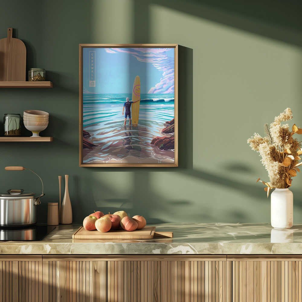 Surf Cornwall - Stretched Canvas, Poster or Fine Art Print - I Heart Wall Art - Poster Print, Canvas Print or Framed Art Print