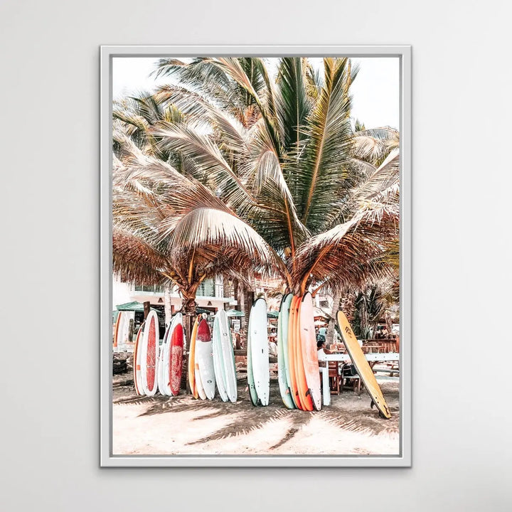 Surfboards - Photographic Print of Surfboards Under Palm Trees on Canvas or Paper - I Heart Wall Art