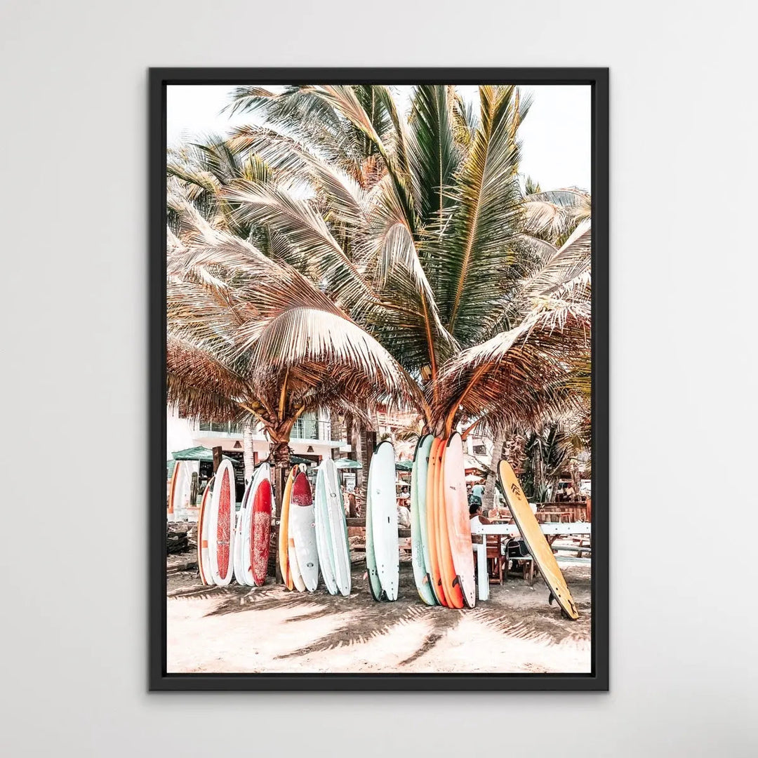 Surfboards - Photographic Print of Surfboards Under Palm Trees on Canvas or Paper - I Heart Wall Art