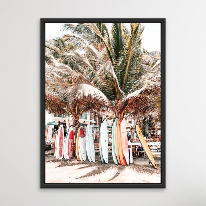 Surfboards - Photographic Print of Surfboards Under Palm Trees on Canvas or Paper - I Heart Wall Art