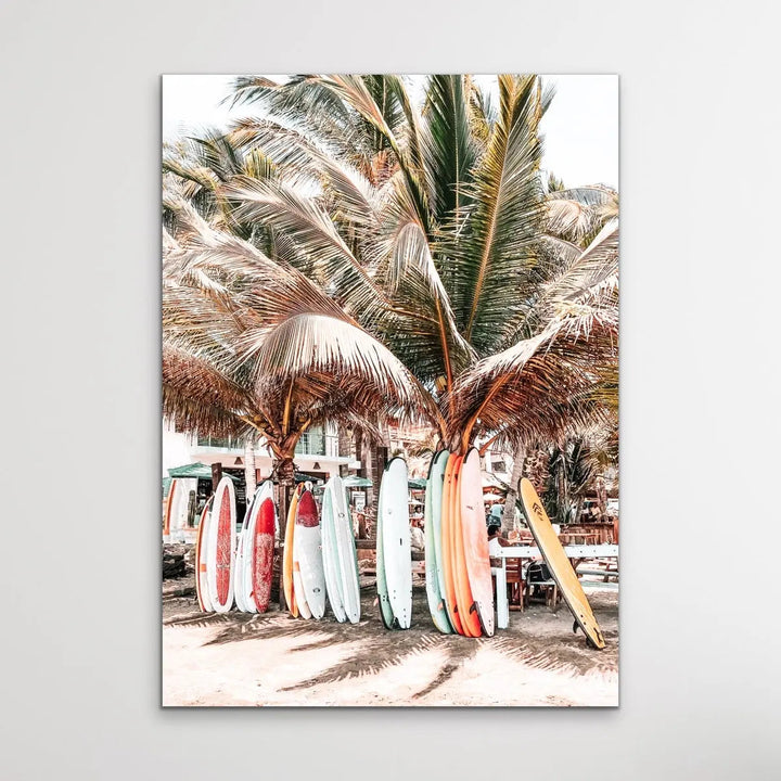 Surfboards - Photographic Print of Surfboards Under Palm Trees on Canvas or Paper - I Heart Wall Art