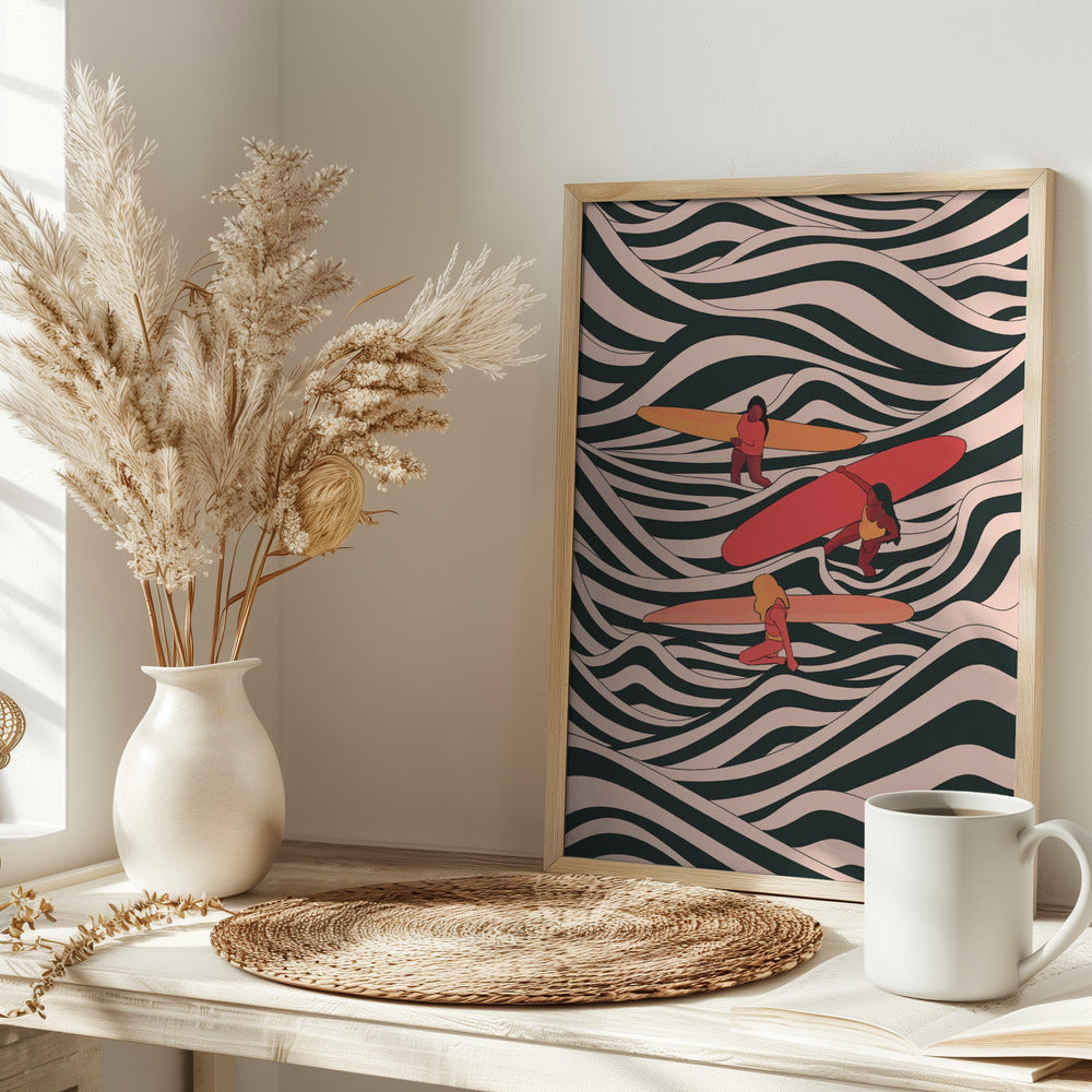 Surfer Friends - Stretched Canvas, Poster or Fine Art Print I Heart Wall Art