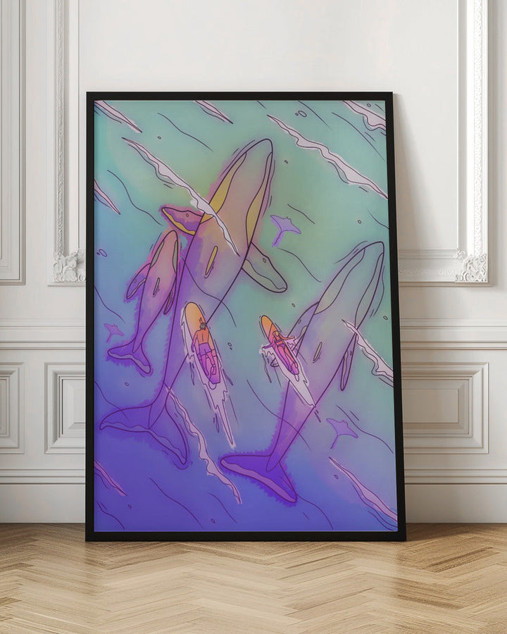 Surfing With the Whales - Stretched Canvas, Poster or Fine Art Print I Heart Wall Art