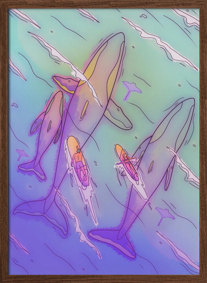 Surfing With the Whales - Stretched Canvas, Poster or Fine Art Print I Heart Wall Art