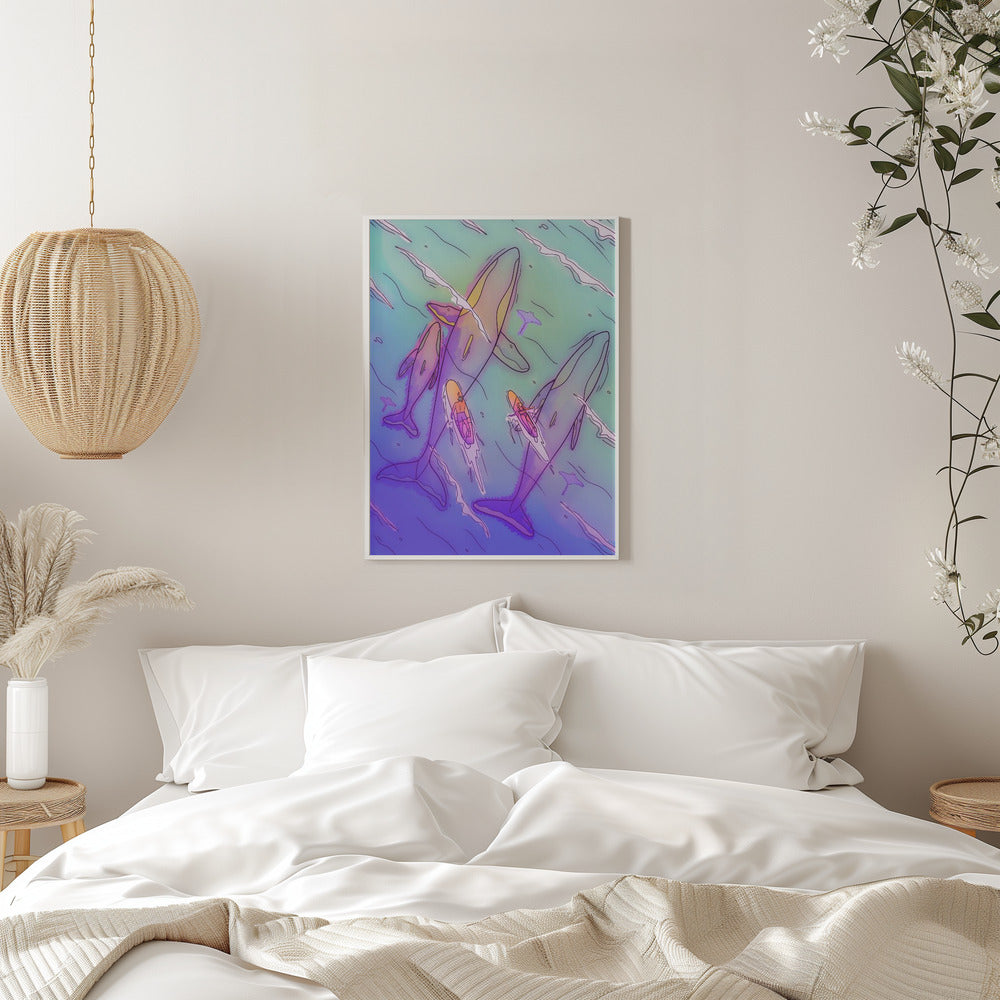 Surfing With the Whales - Stretched Canvas, Poster or Fine Art Print I Heart Wall Art