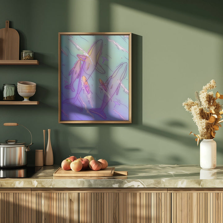 Surfing With the Whales - Stretched Canvas, Poster or Fine Art Print I Heart Wall Art