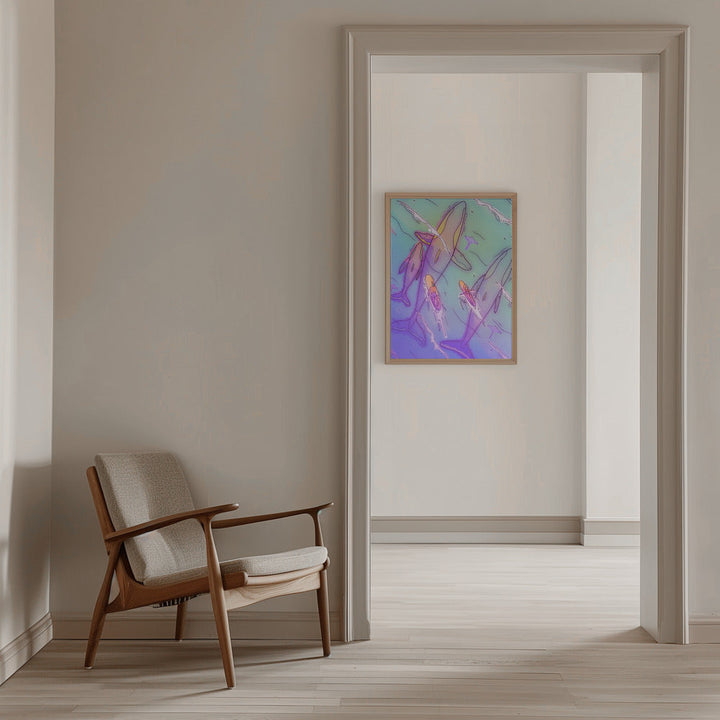 Surfing With the Whales - Stretched Canvas, Poster or Fine Art Print I Heart Wall Art
